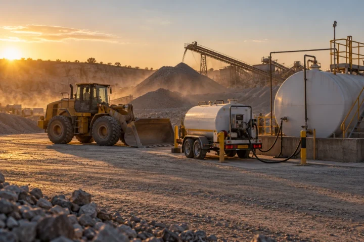 Diesel bowser and bulk fuel tank at a Gauteng quarry